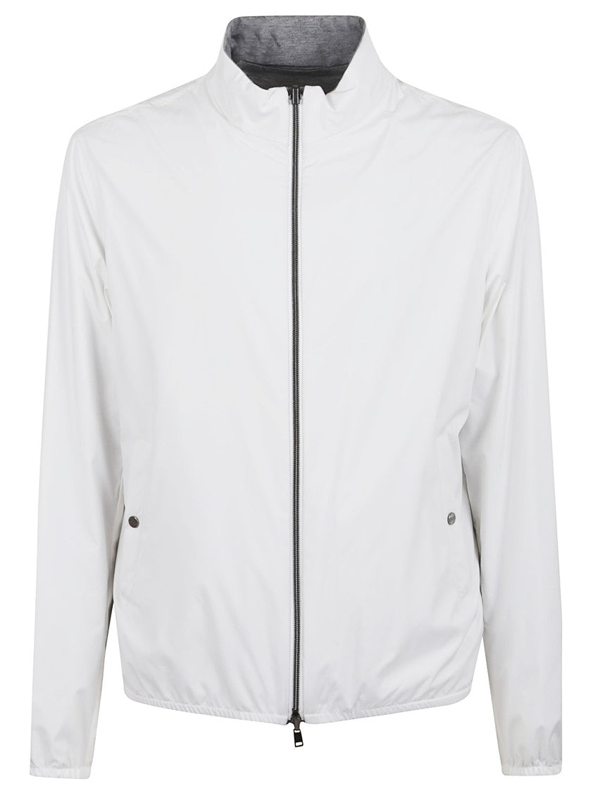 Herno Reversible Nylon And Cotton Jacket With Double Slider Zip Closure