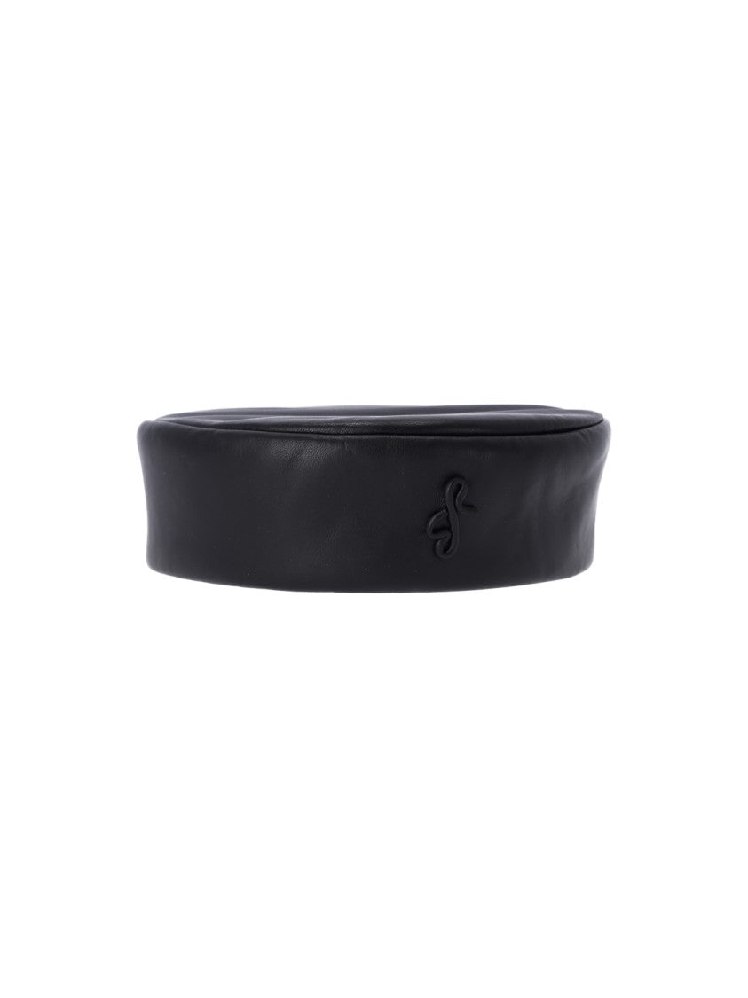 Ruslan Baginskiy Black Leather Baker Boy Hat