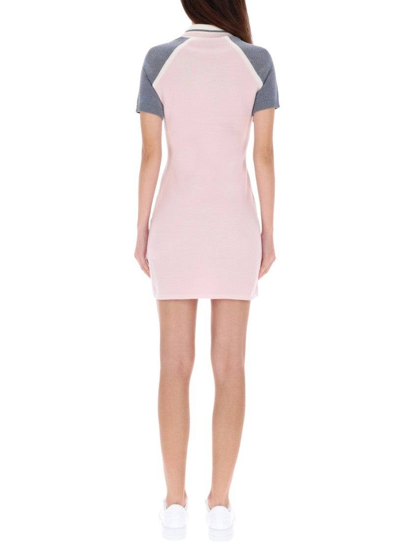 Casablanca Fitted Mini Dress In Light Pink With Contrasting Collar And Sleeves