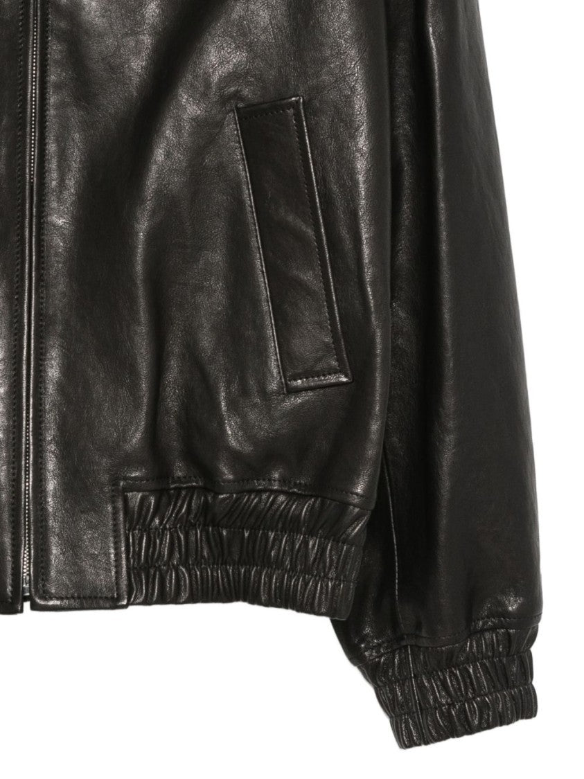 Valentino Garavani Black Smooth Finish Leather Classic Jacket