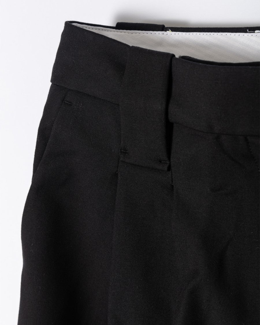 Ganni Mid Waist Black Cotton Trousers