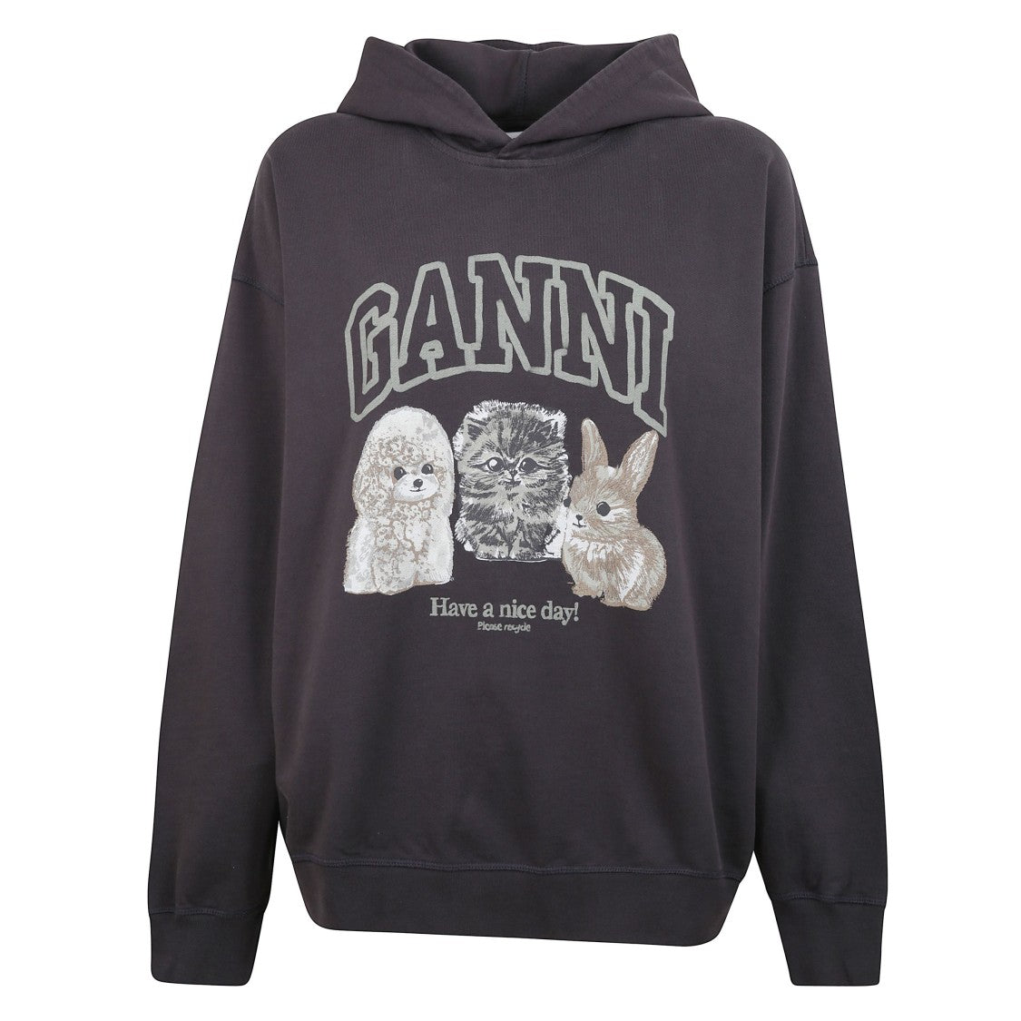 Ganni Oversized Animal Print Hoodie