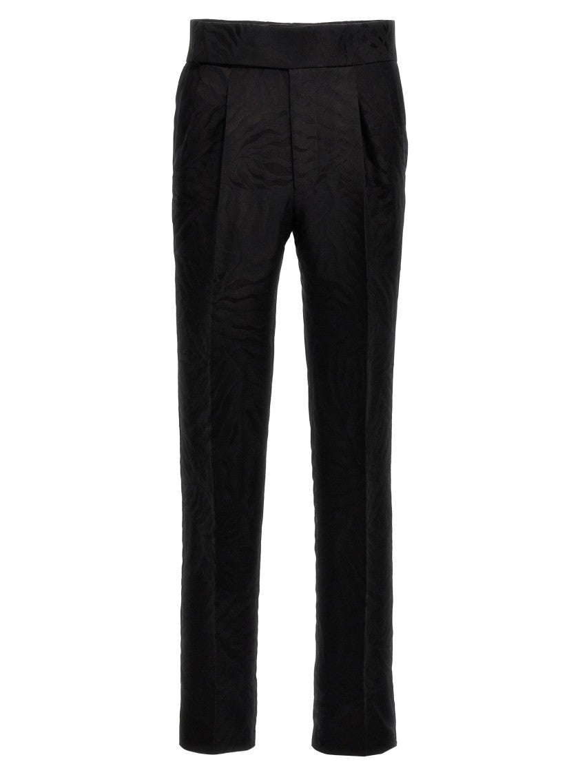 Bally Black Pleated Jacquard Pants With Zip