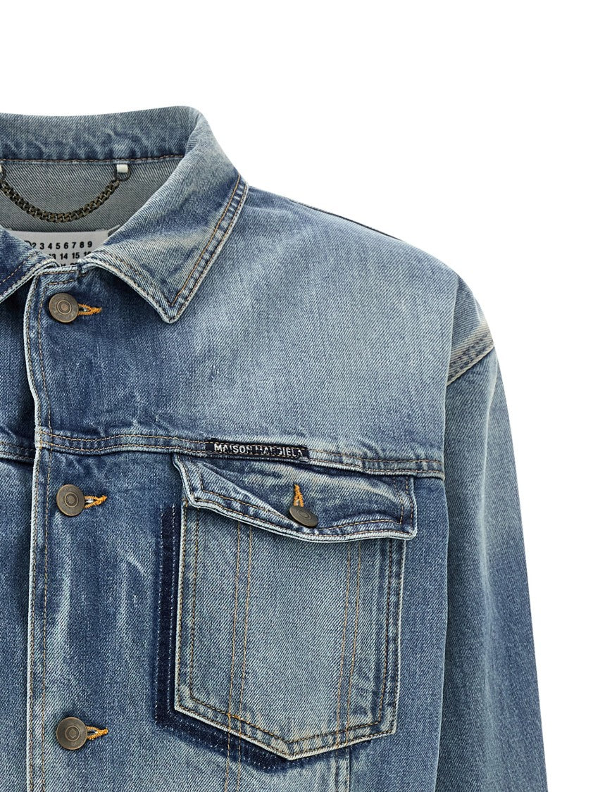 Maison Margiela Used-Effect Cotton Denim Jacket With Contrast Stitching