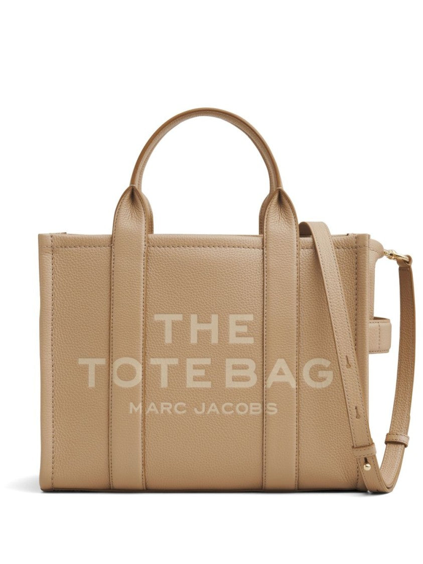 Marc Jacobs Textured Leather Tote Bag With Logo Print And Versatile Carry Options