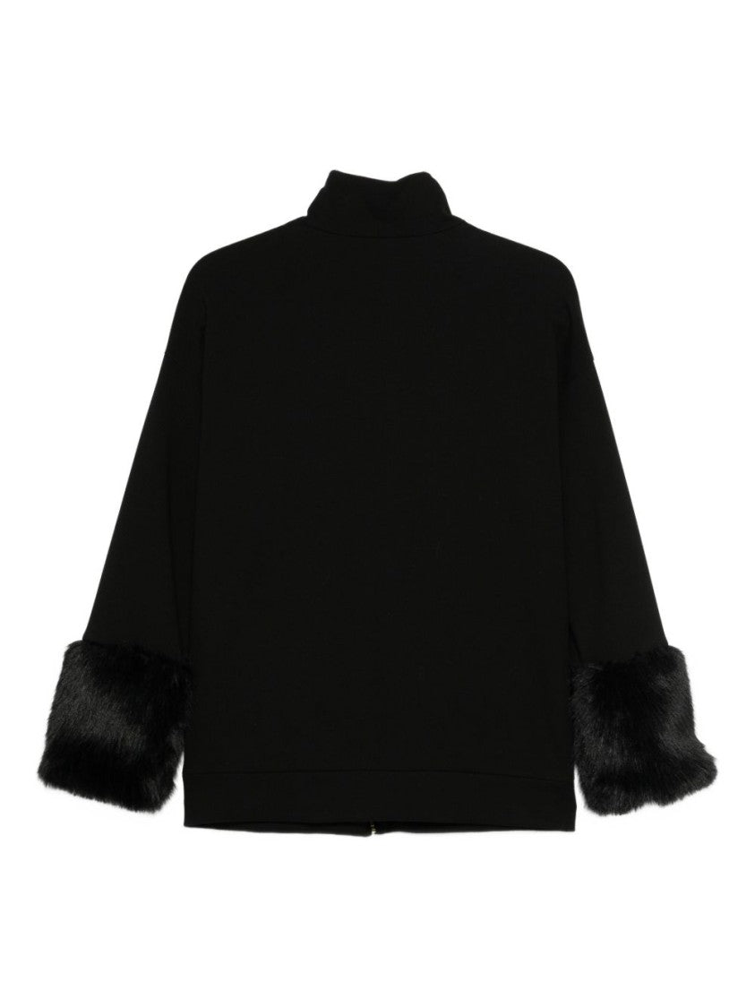 Semi Couture Zip-Up Jacket With Plush Fur Cuffs