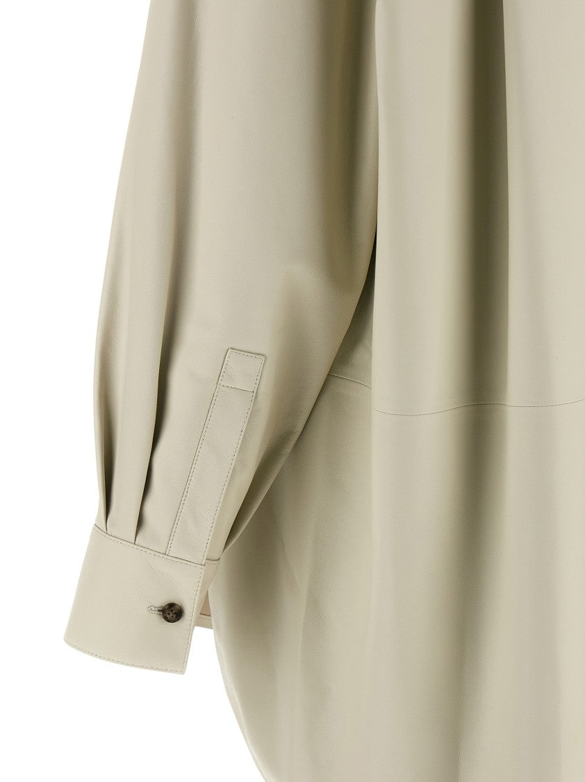 Yves Salomon Lightweight Leather Shirt With Mandarin Collar