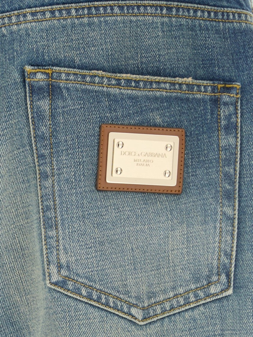 Dolce & Gabbana Relaxed Fit Distressed Denim Trousers With Five-Pocket Design