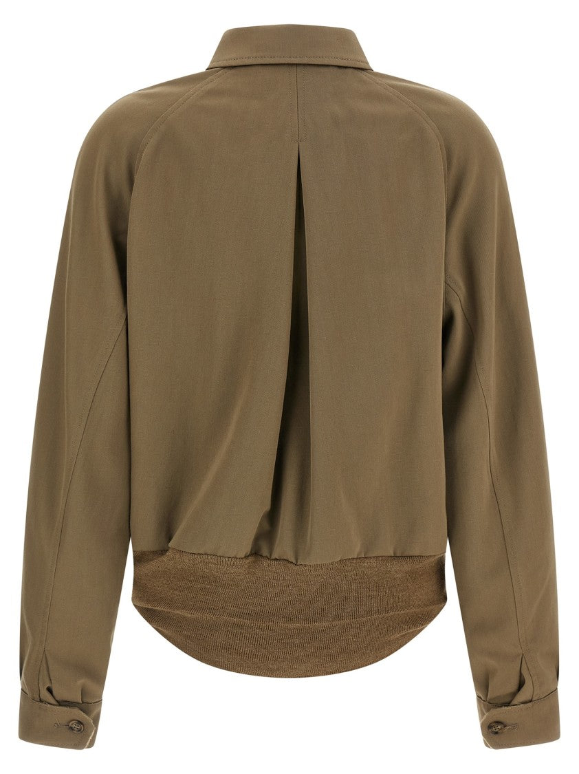 Maison Margiela Cropped Wool Caban Jacket With Shirt Collar And Pleated Back Detail