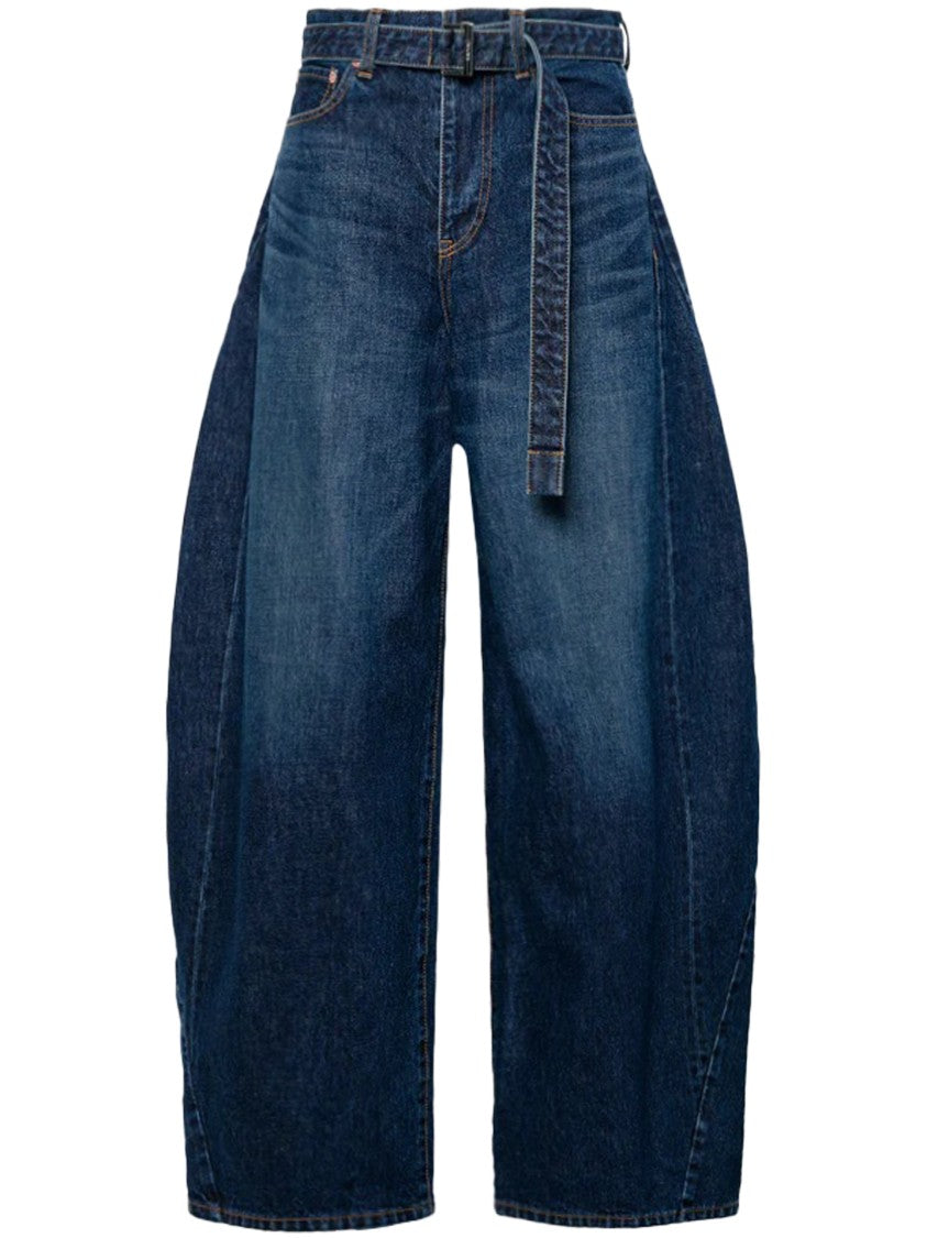 Sacai Wide-Leg Denim Pants With High Waist And Vintage Appeal