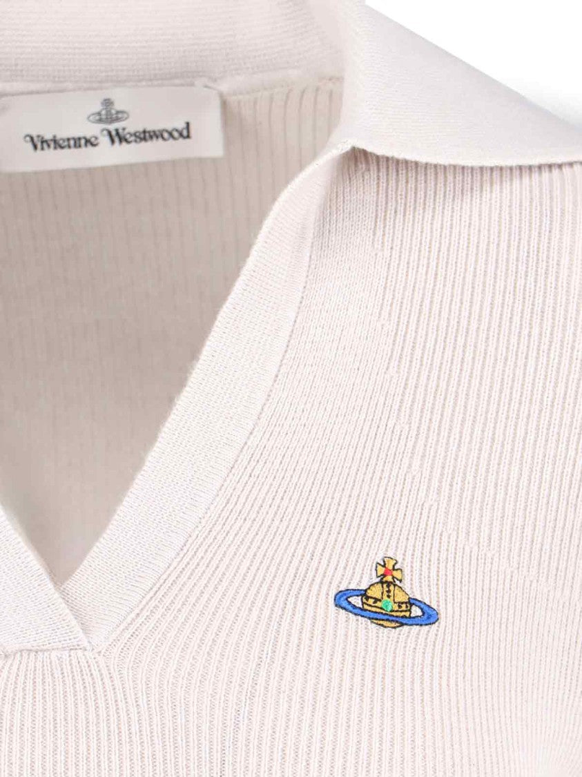 Vivienne Westwood Marina Cream Polo With Multicolor Orb Logo