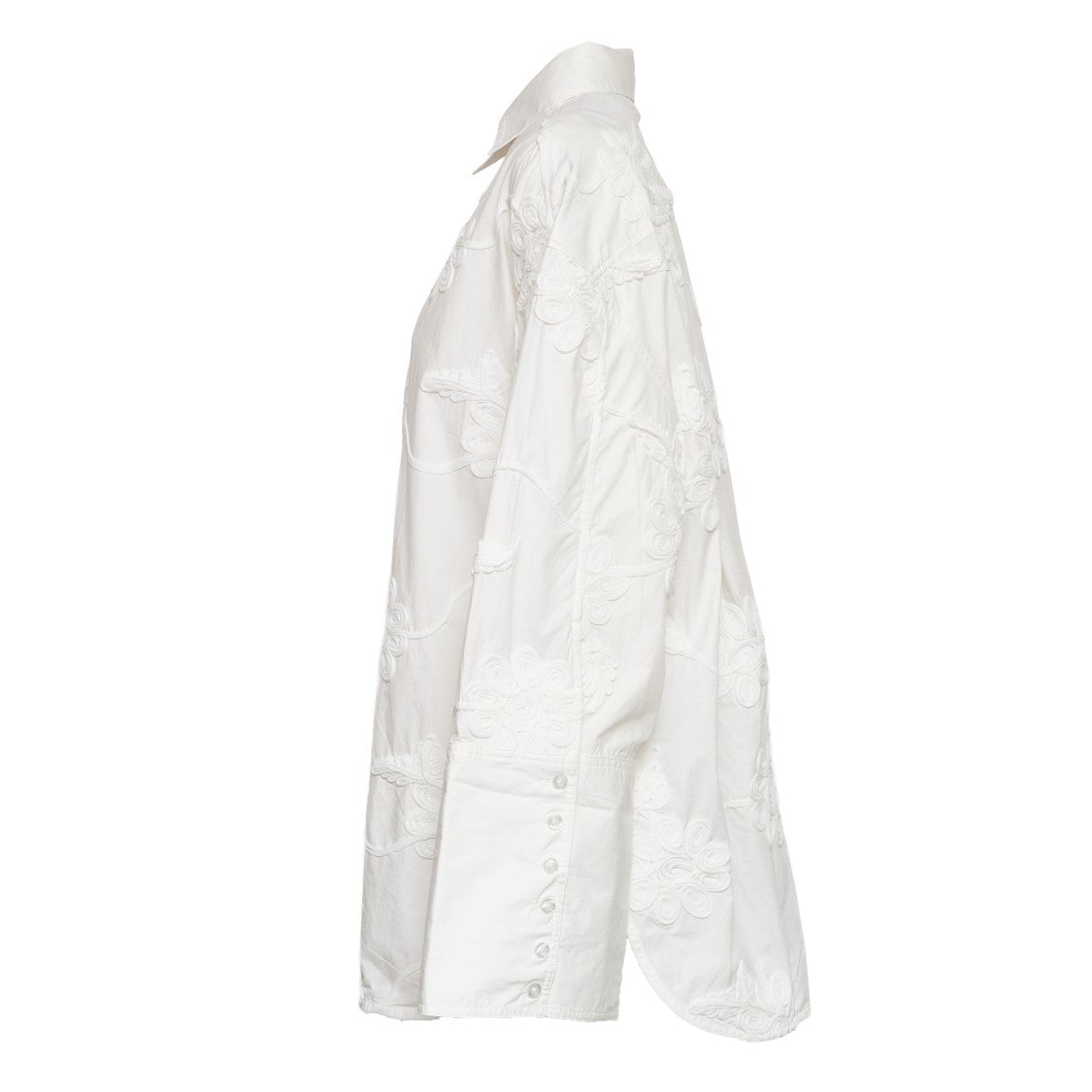 Rotate Lipy Flower Embroidered Cotton Oversized Shirt