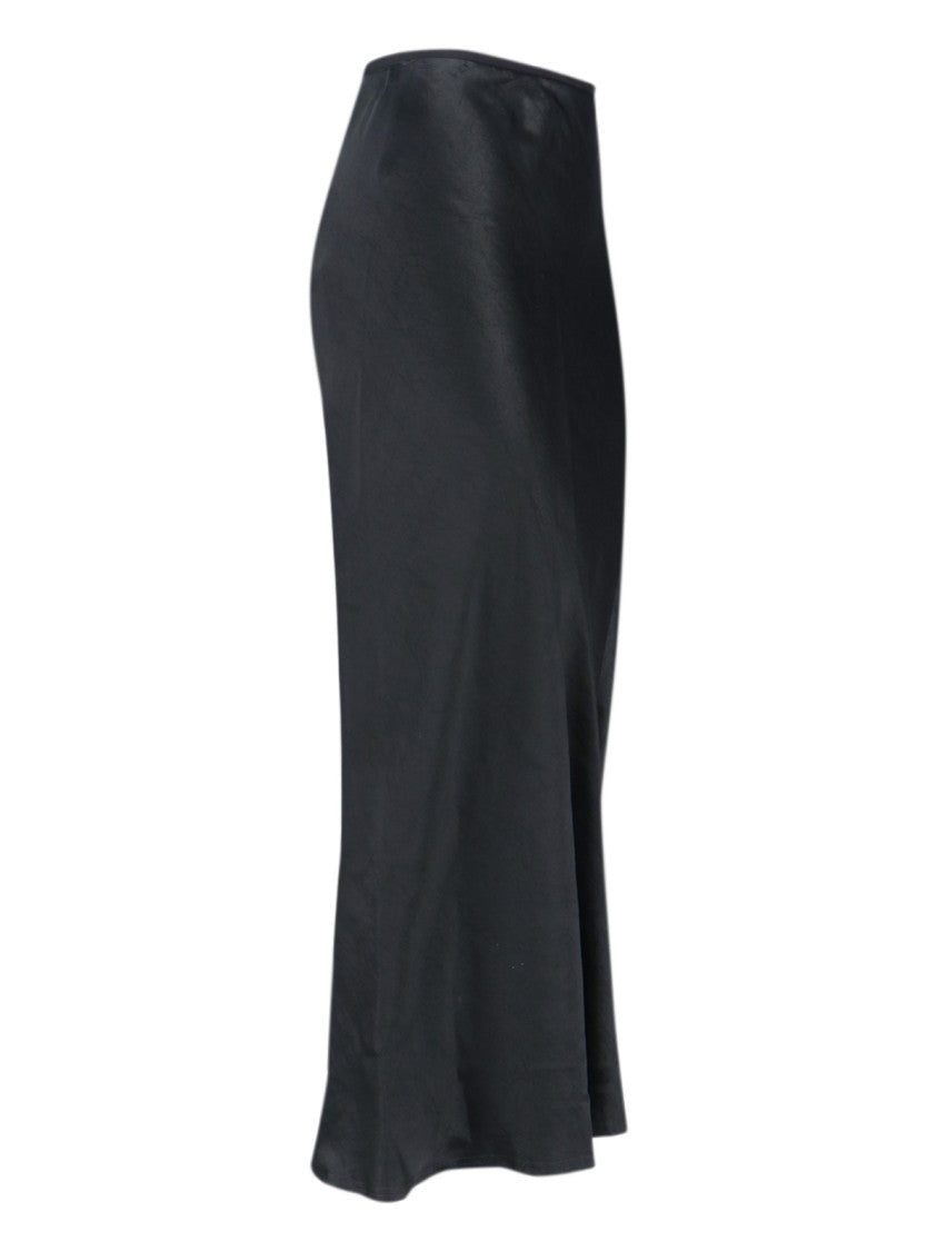 Maison Margiela Midi Satin Skirt With Pleated Hem