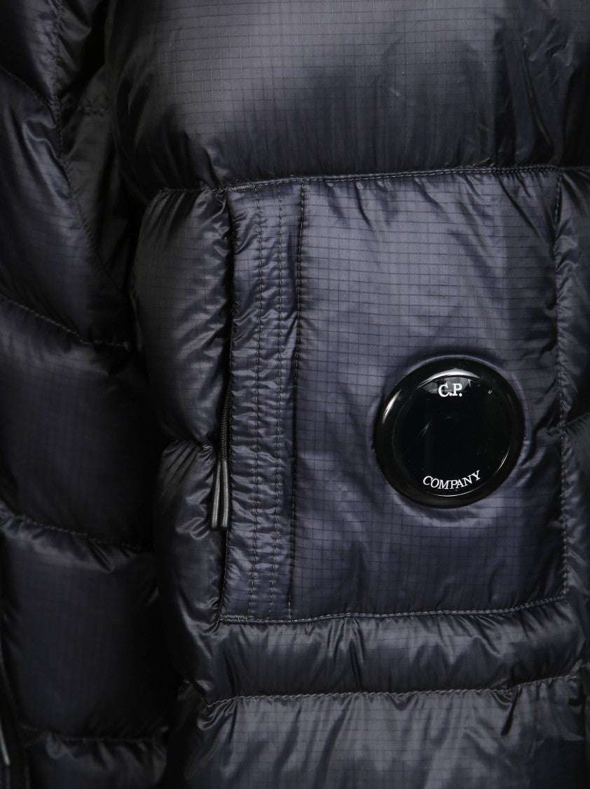 C.P. Company Quilted Padded Medium Jacket With Glossy Finish And Hood
