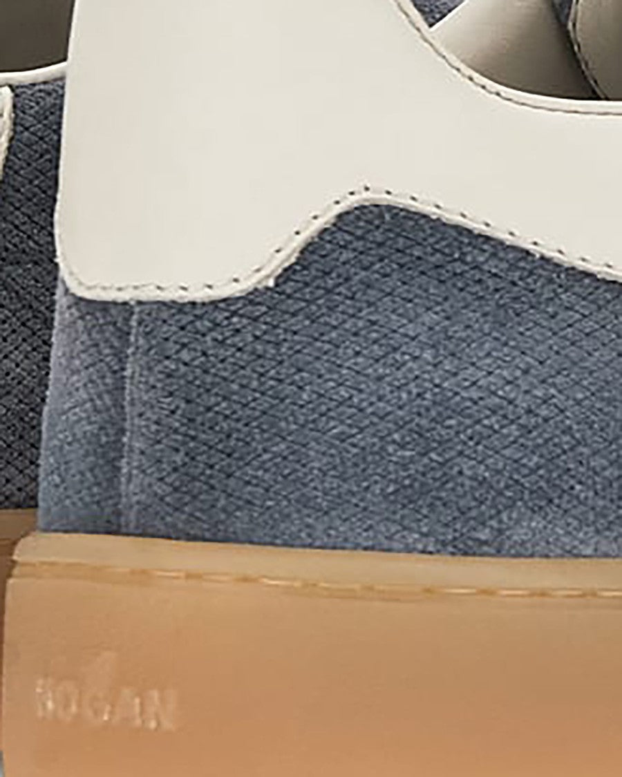 Hogan Low-Top Sneakers In Textured Blue Suede