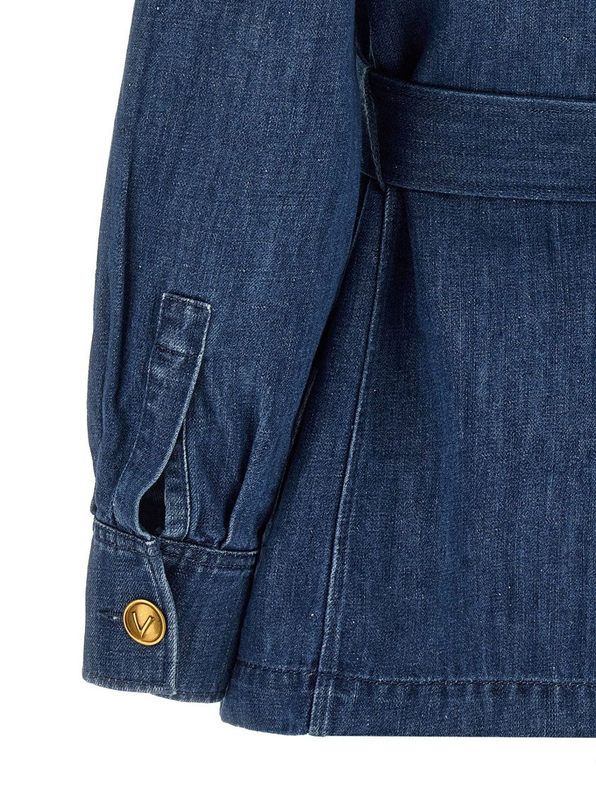 Valentino Garavani Delavé Linen Blend Cotton Denim Jacket