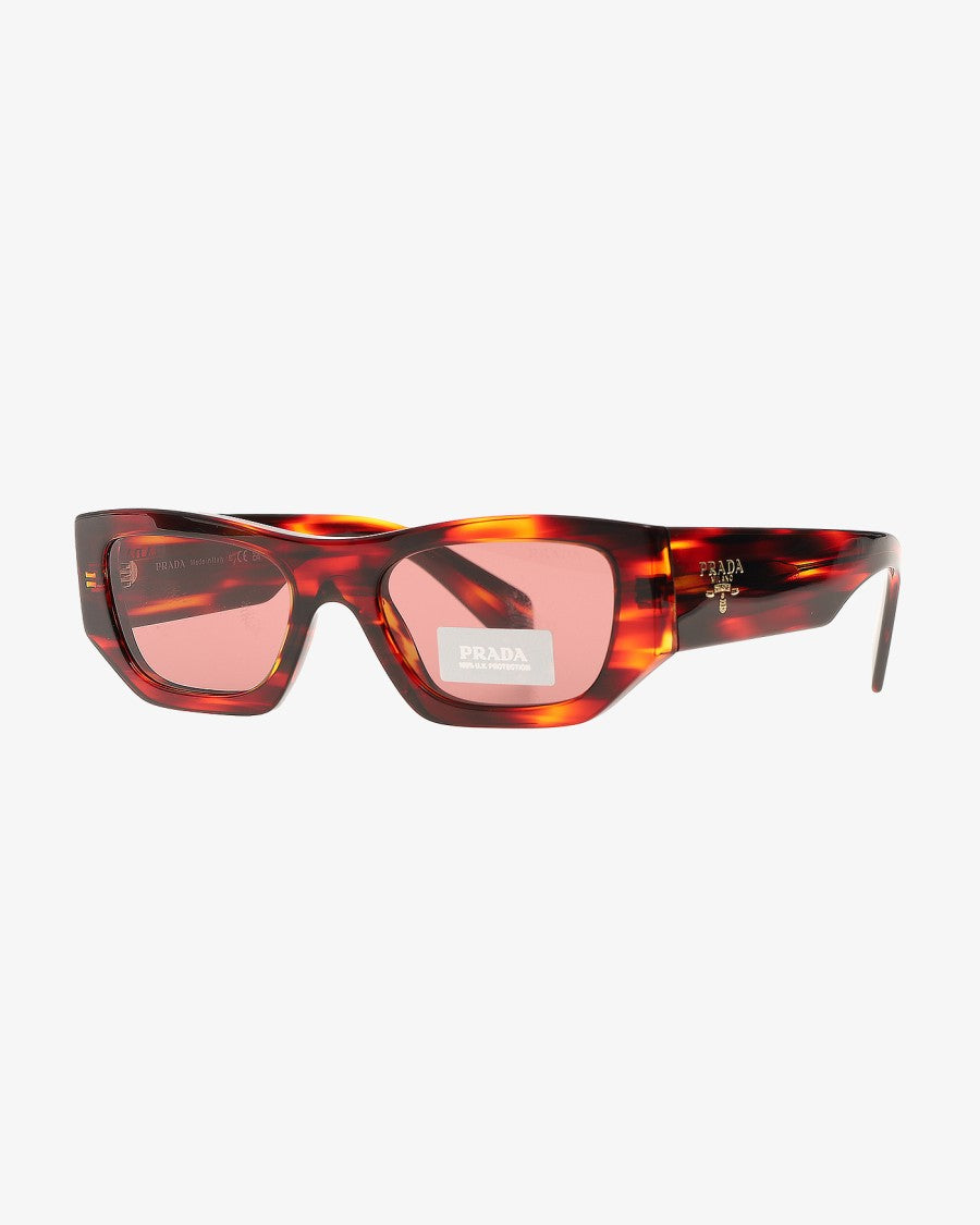 Prada Narrow Rectangular Havana Red Sunglasses