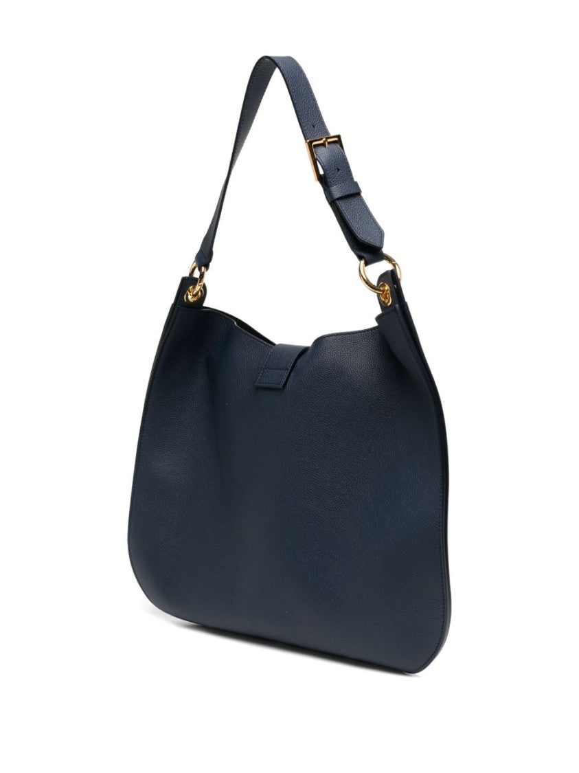 Tom Ford Navy Blue Hammered Calfskin Tara Shoulder Bag