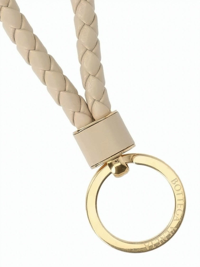 Bottega Veneta Braided Lamb Leather Keyring With Polished Gold Hardware