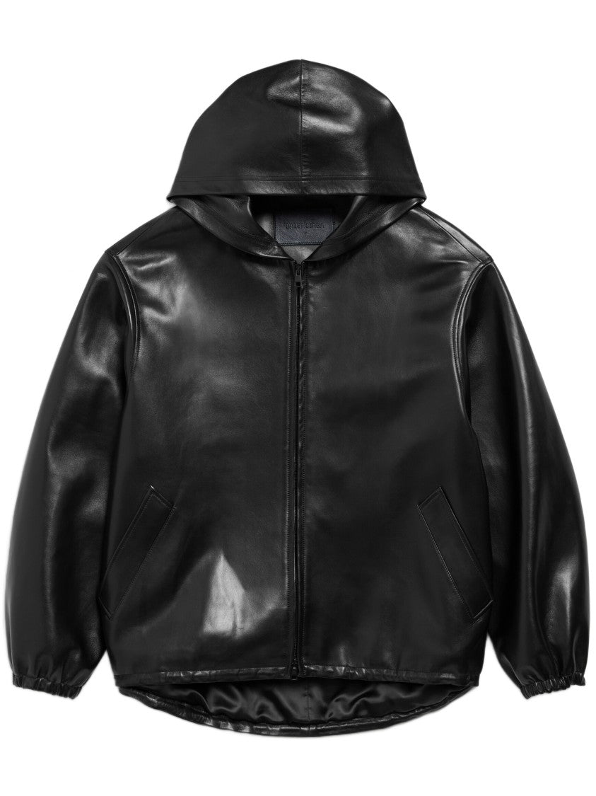 Balenciaga Black Leather Relaxed Hoodie
