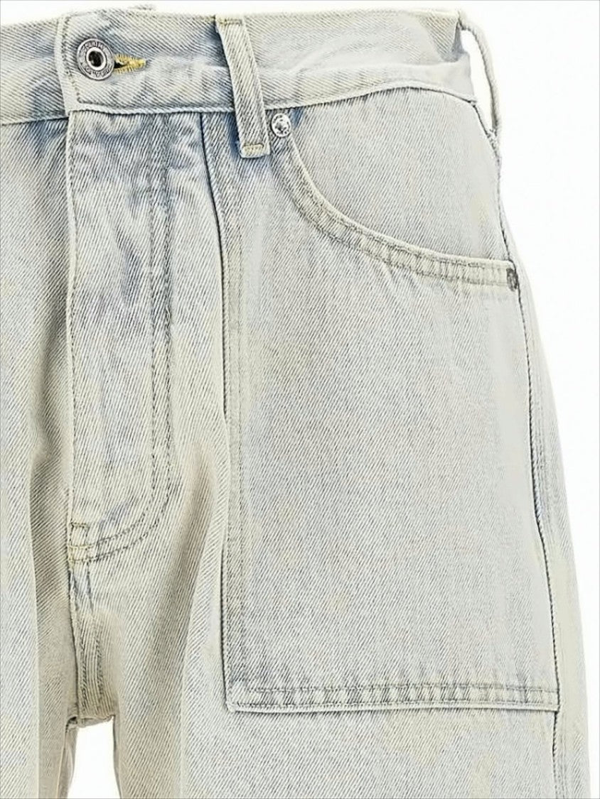 Off-White Light Off-White Casual Pants With Abstract Graphic Detail