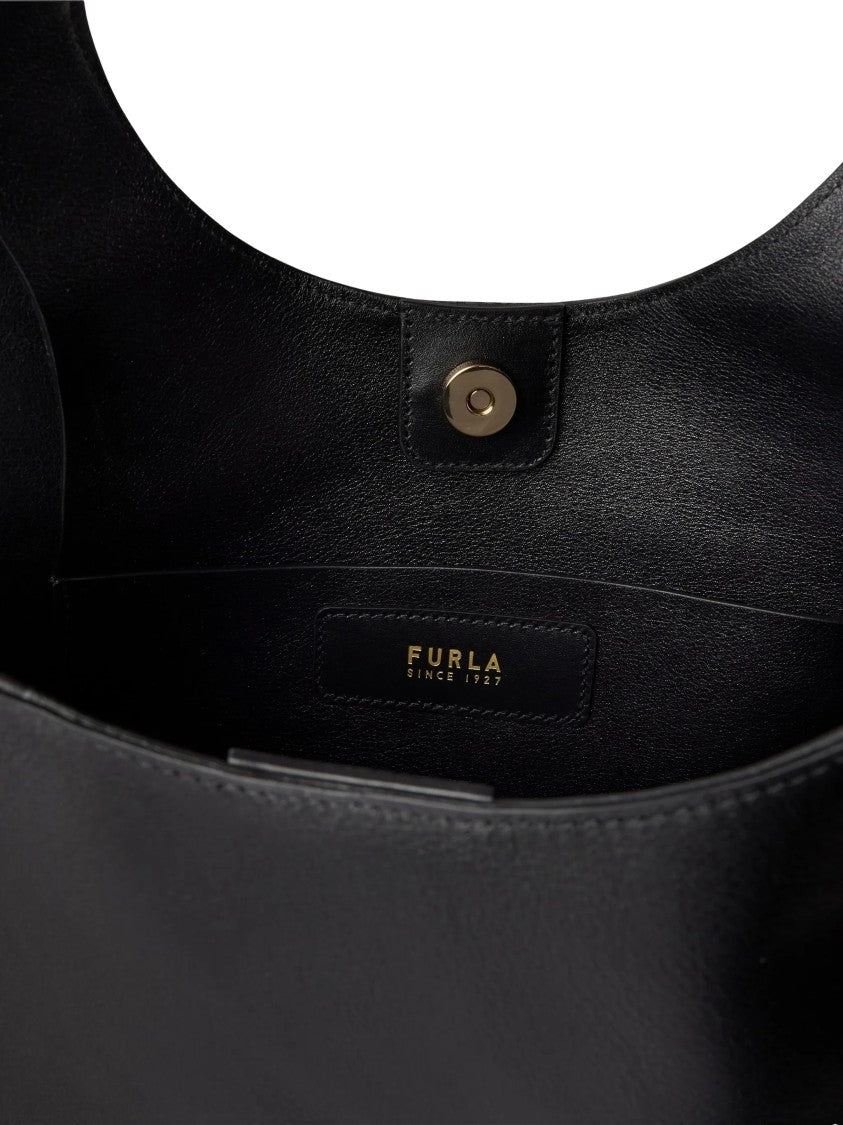 Furla Structured Black Tote Bag With Adjustable Strap