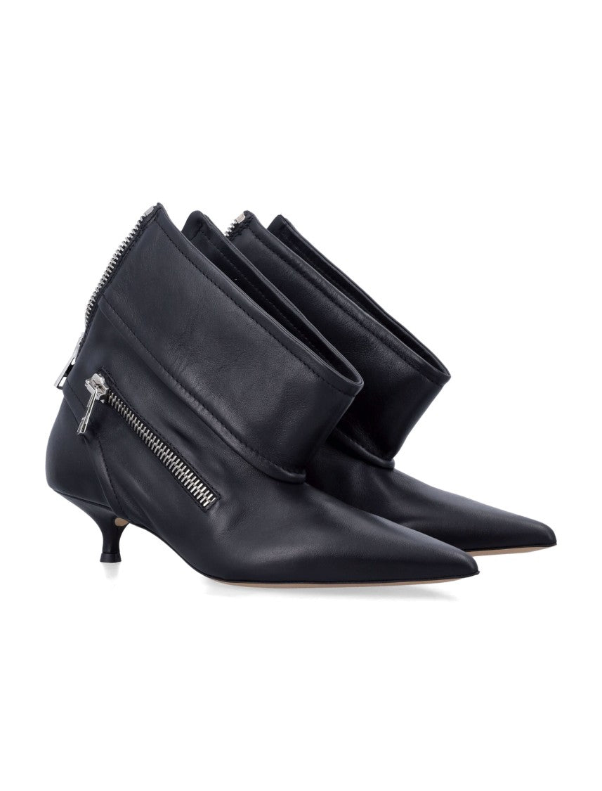 J. W. Anderson Black Leather Biker Kitten Heel Ankle Boot