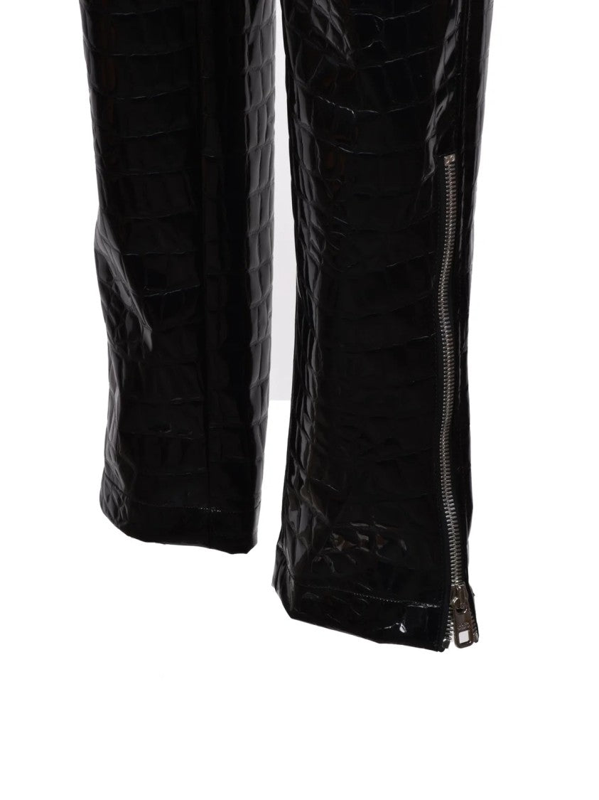 Dolce & Gabbana Patent-Finish Trousers With Crocodile-Like Texture And Low Waist