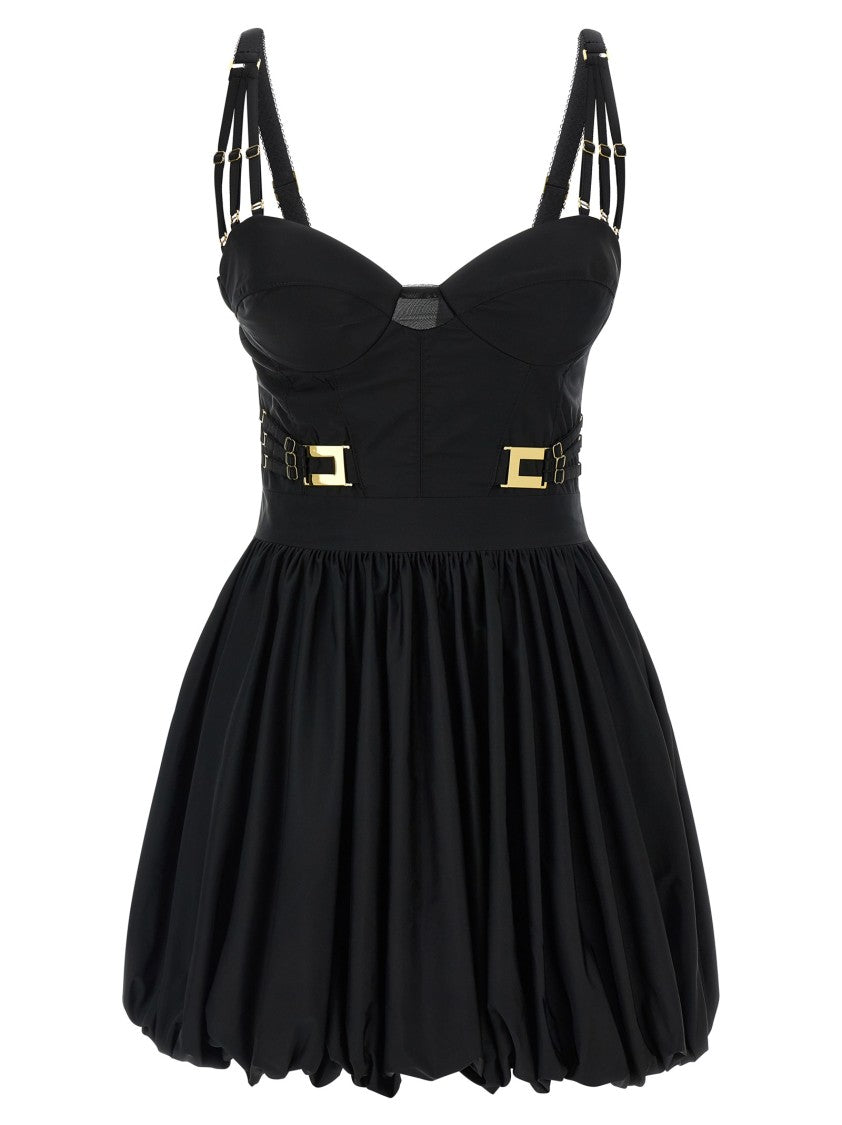 Elisabetta Franchi Taffeta Mini Dress With Corset Bodice And Balloon Skirt
