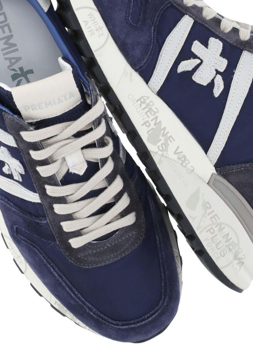 Premiata Blue Lander 7204 Suede-Blend Sneakers