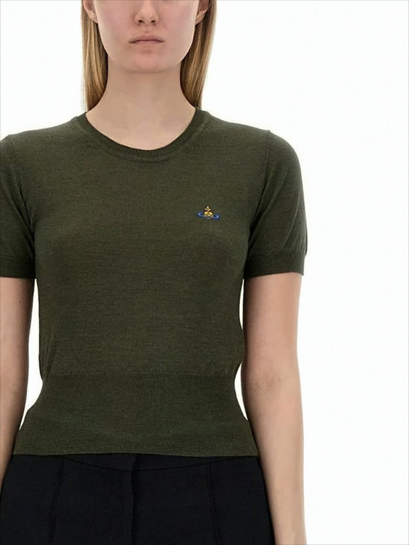 Vivienne Westwood Fitted Short-Sleeve Pullover In Deep Olive Green