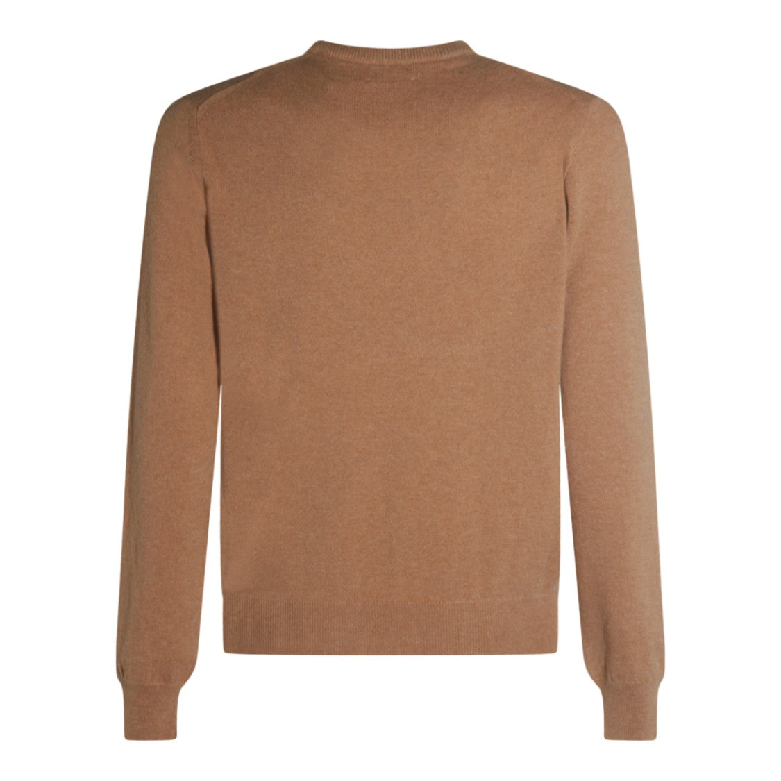 Malo Fine-Knit Brown Sweater With Classic Crew Neckline