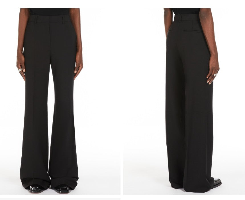 Sportmax Tailored Black Trousers With Concealed Front Fastening And Wide-Leg Silhouette