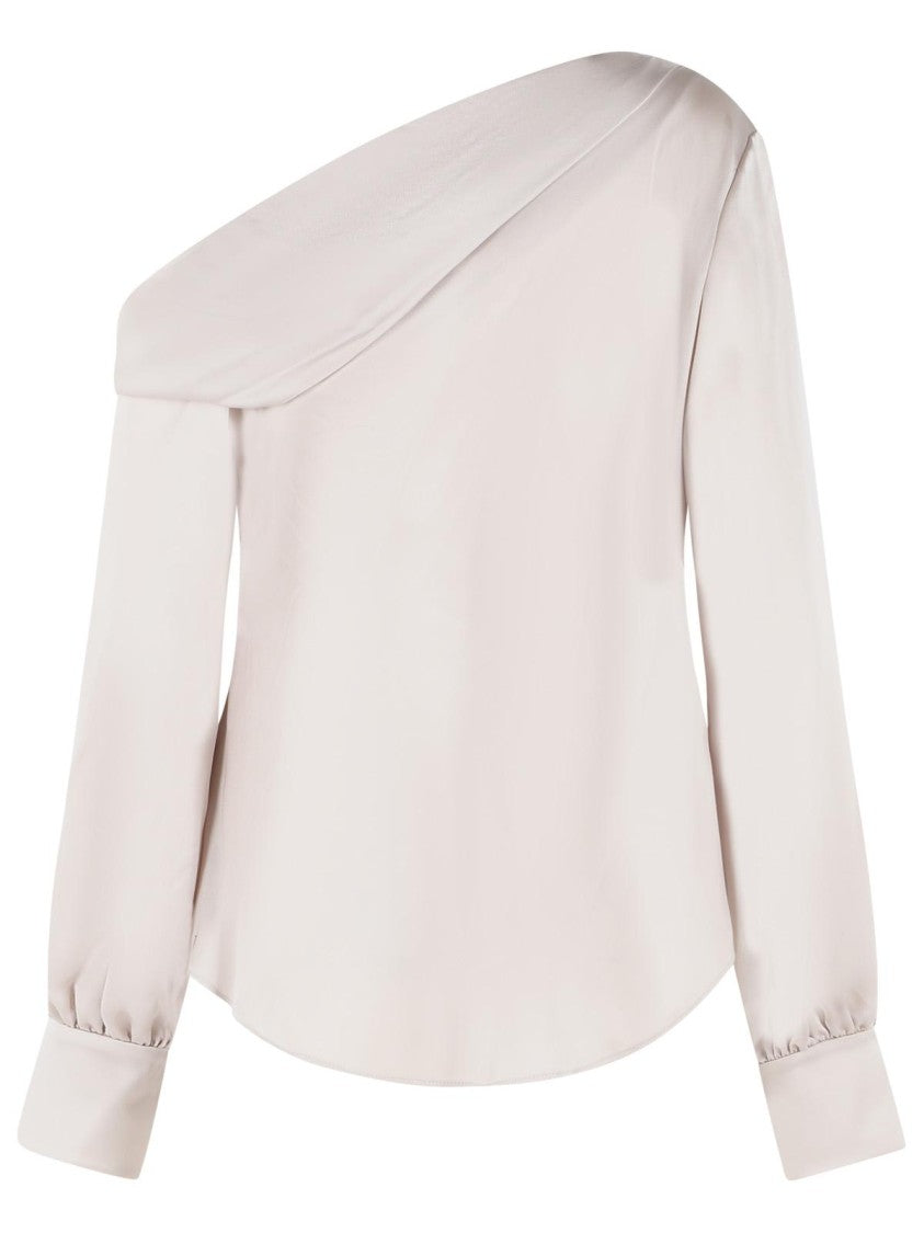 Simkhai Ivory One-Shoulder Top With Draped Details And Decorative Cuffs