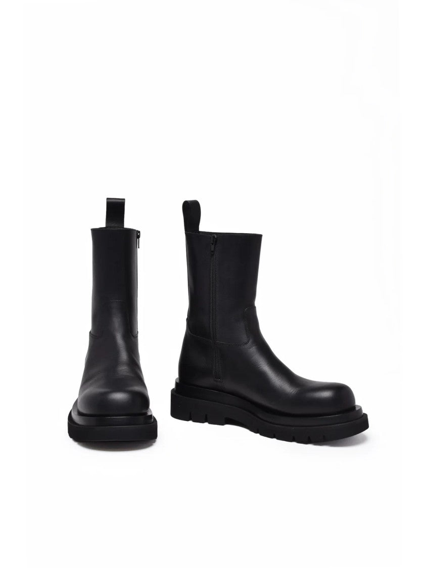 Bottega Veneta Black Military Calf High-Top Leather Boots