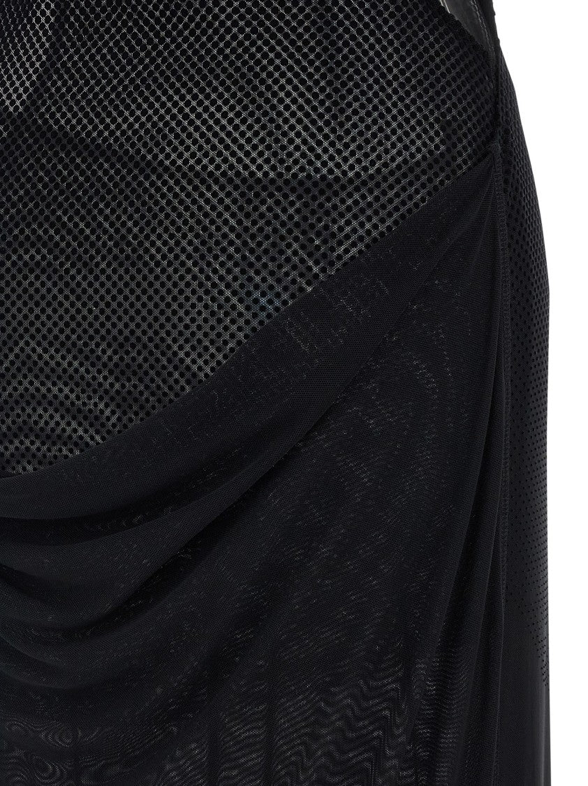 Jean Paul Gaultier Fluid Maxi Dress In Semi-Transparent Flocked Mesh