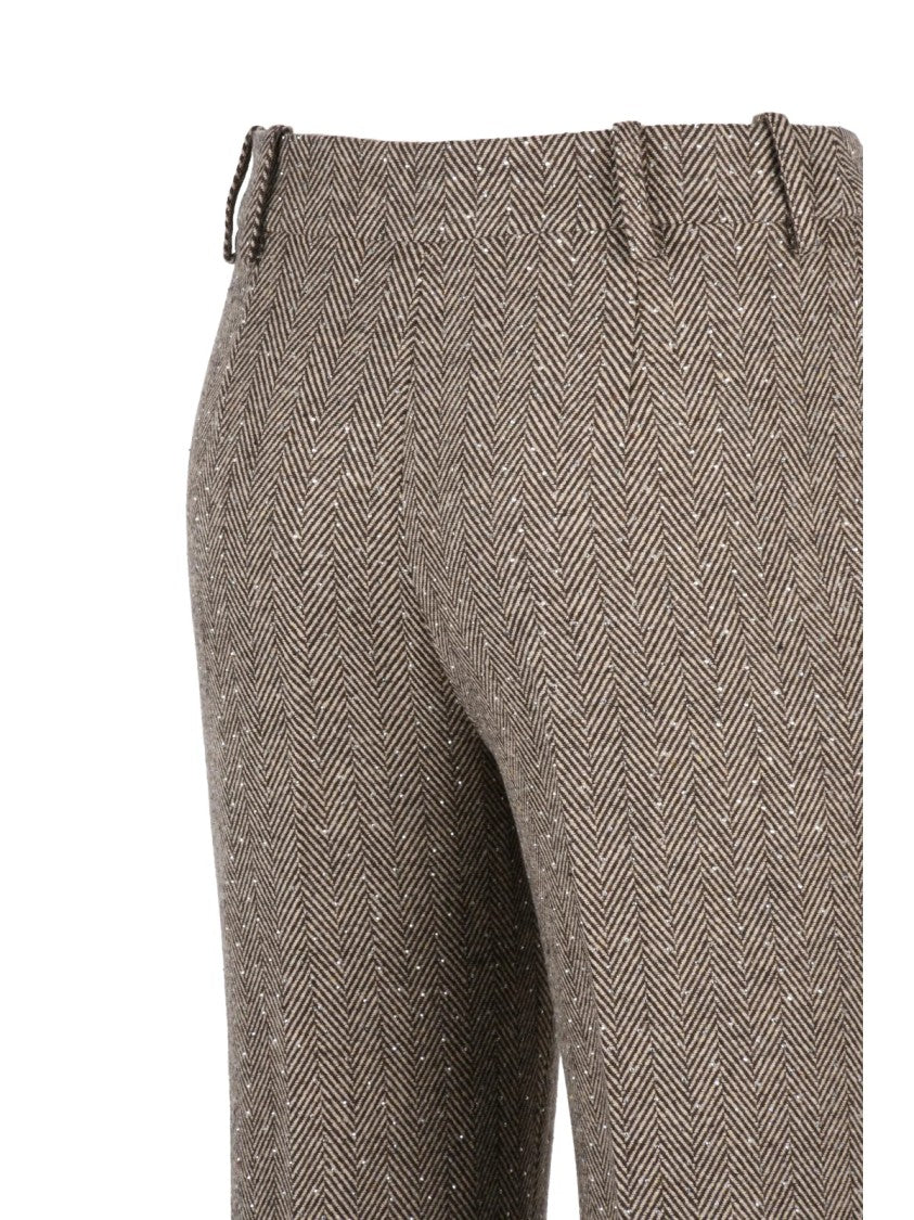 Ermanno Firenze Beige Polyester Straight-Leg Formal Pants