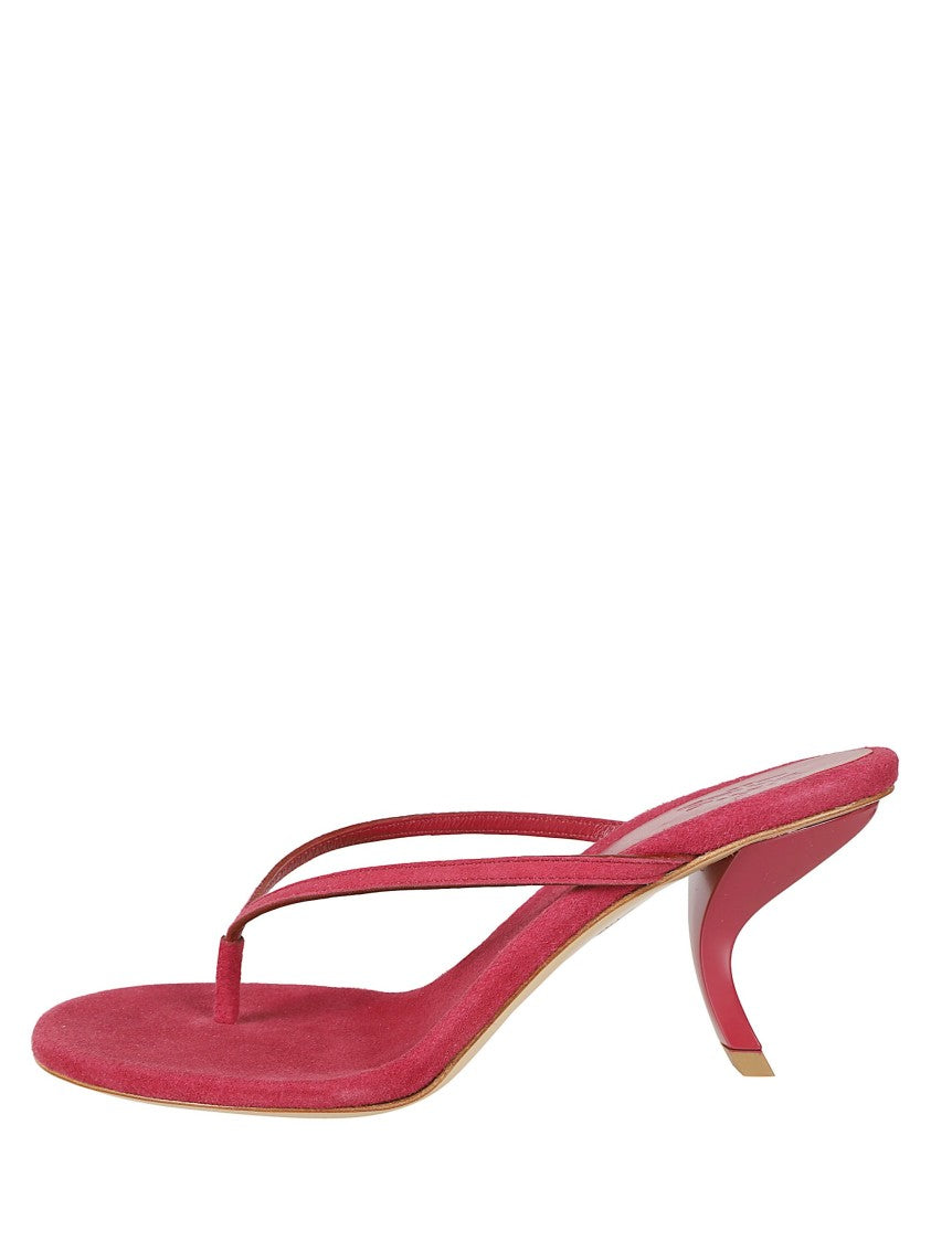 Gia Borghini Red Curved Heel Suede Mules