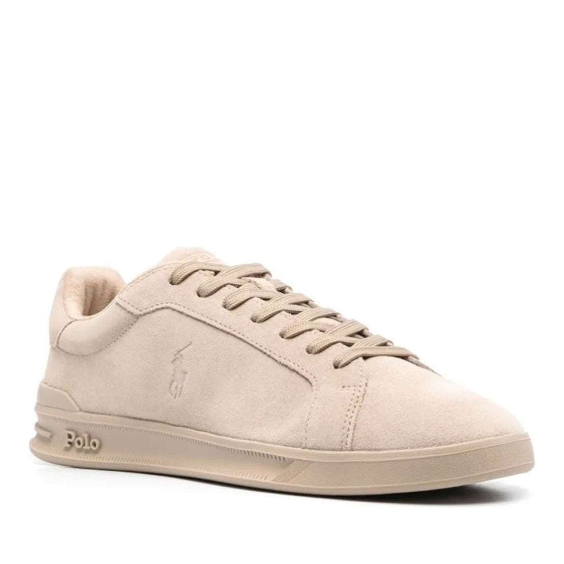 Polo Ralph Lauren Beige Ct Ii Padded Collar Embossed Leather High-Top Sneakers