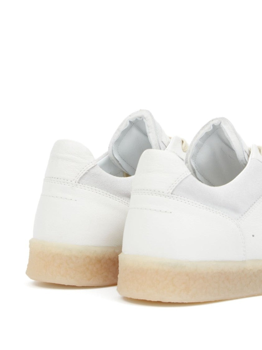 Mm6 By Maison Margiela Classic White Sneakers With Branded Detailing
