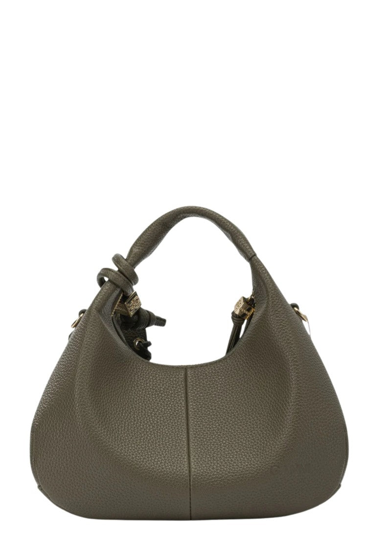 Ganni Green Mini Grained Removable Strap Polyester Hobo Handbag