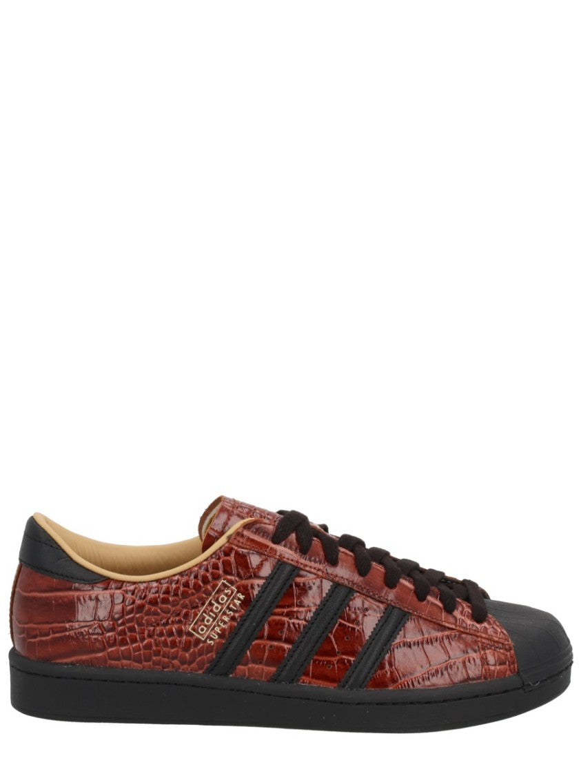 Adidas Originals Textured Brown Low-Top Sneakers With Crocodile Skin Pattern