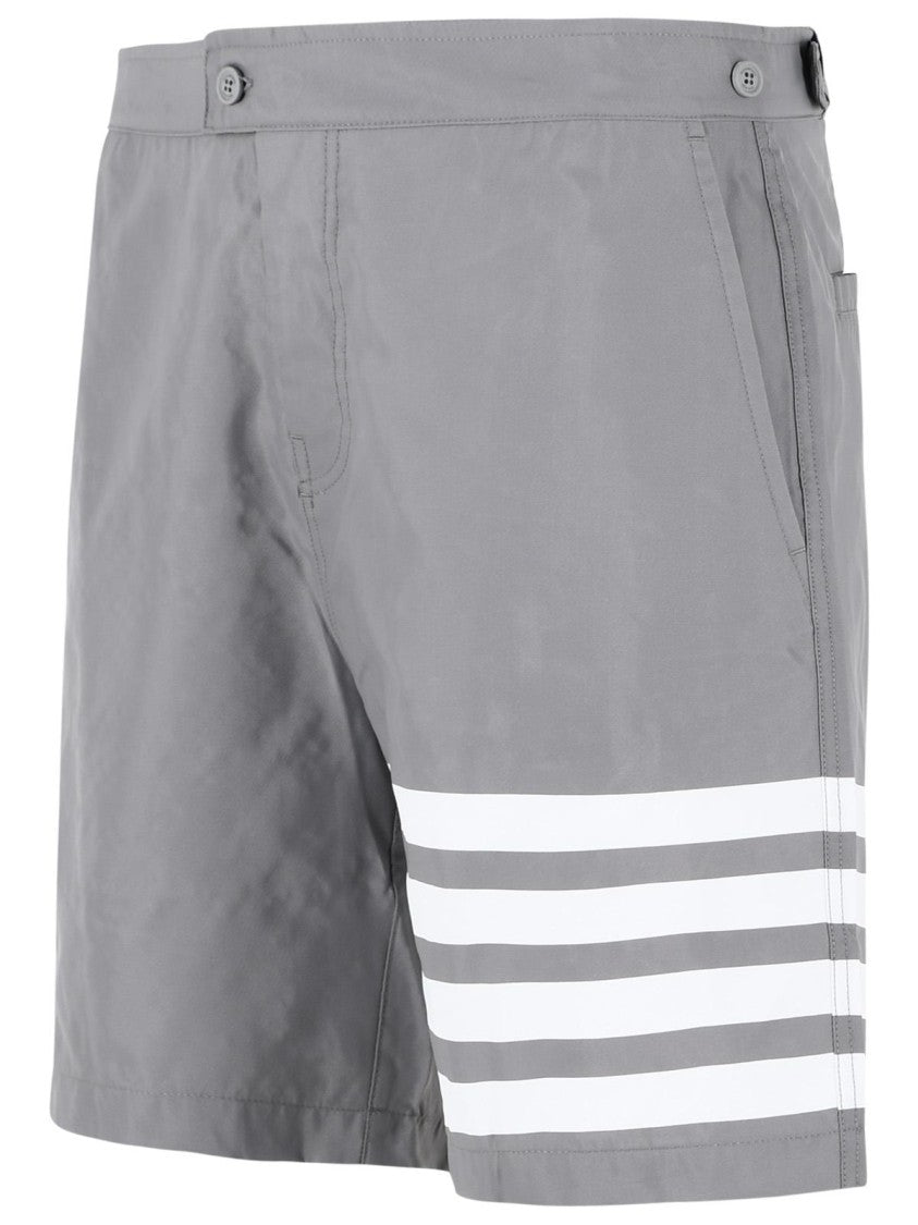 Thom Browne 'Swim Tech 4 Bar' Grey Nylon Swimsuit
