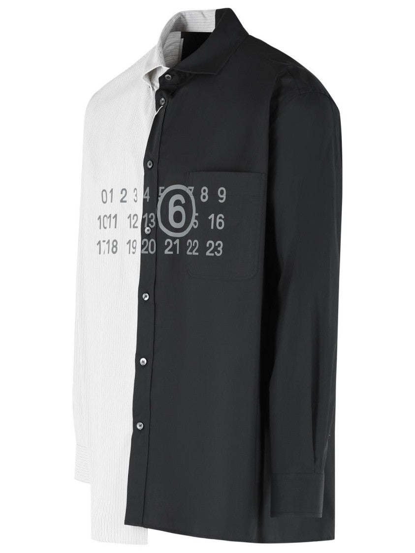 Mm6 By Maison Margiela 'Color Block' Black And White Cotton Shirt