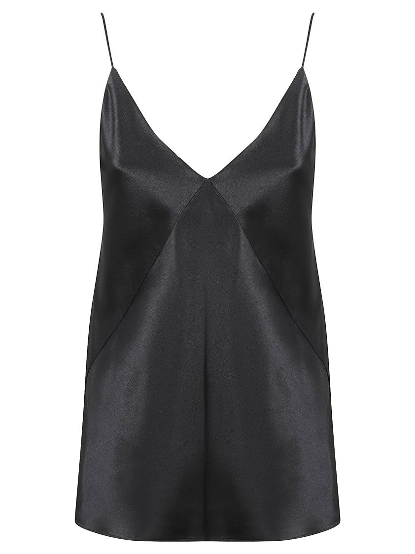Max Mara Silk V-Neck Top With Spaghetti Straps