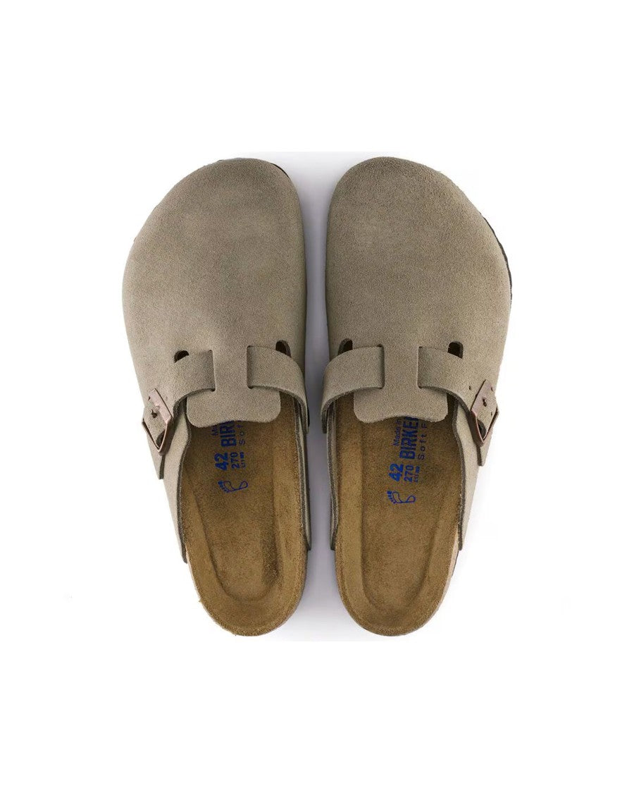 Birkenstock Boston Taupe Suede Leather Sabot - Calz. S