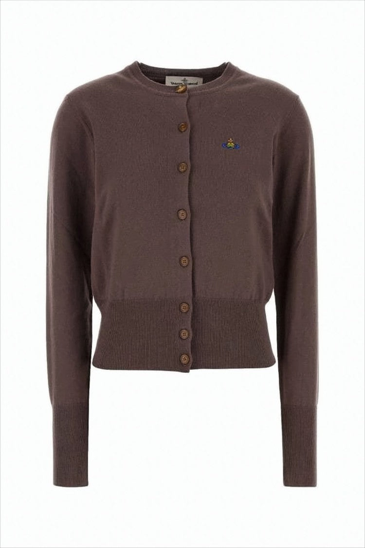 Vivienne Westwood Cropped Brown Cardigan With Button-Down Front