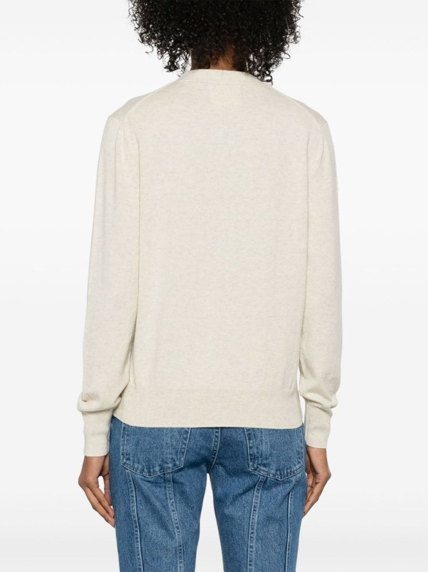 Isabel Marant Étoile Light Beige Knit Sweater With V-Neckline And Button-Down Front