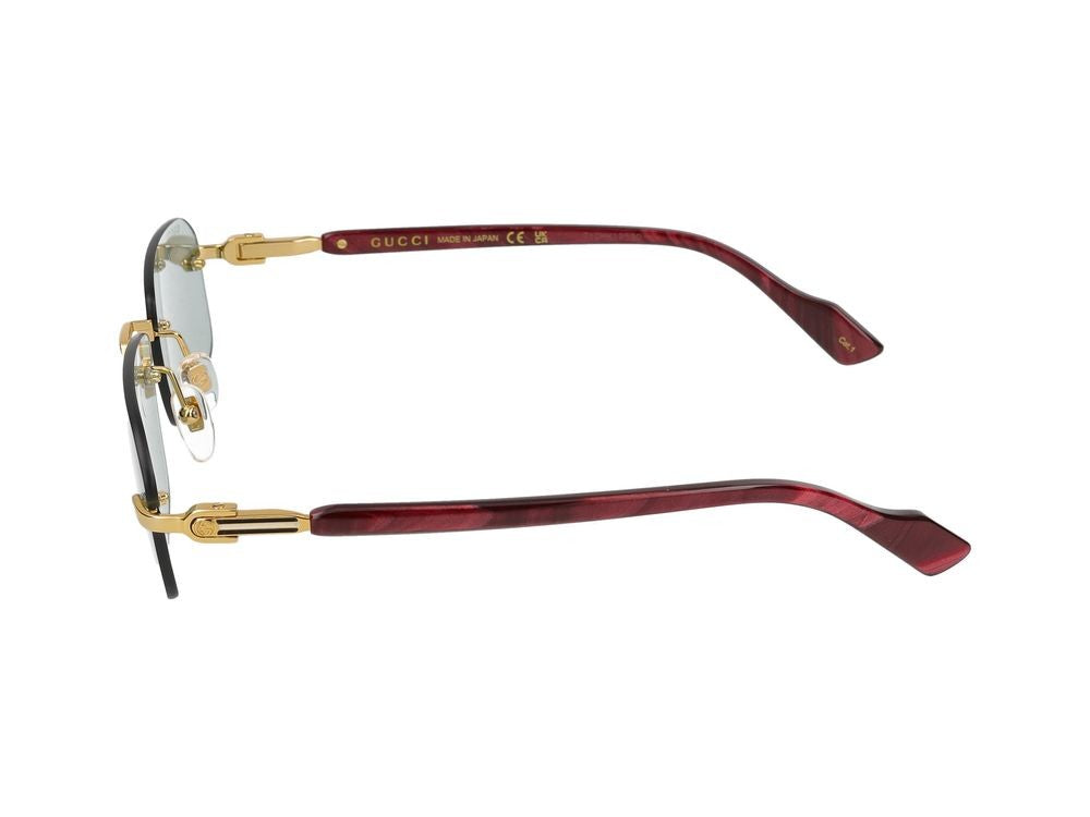 Gucci Gold Gg1221s Metal Rimless Rectangular Sunglasses