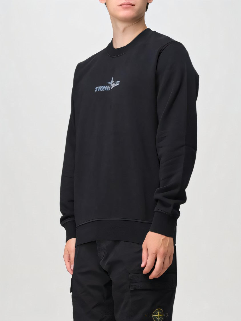 Stone Island Black Cotton Crew Neck Sweatshirt
